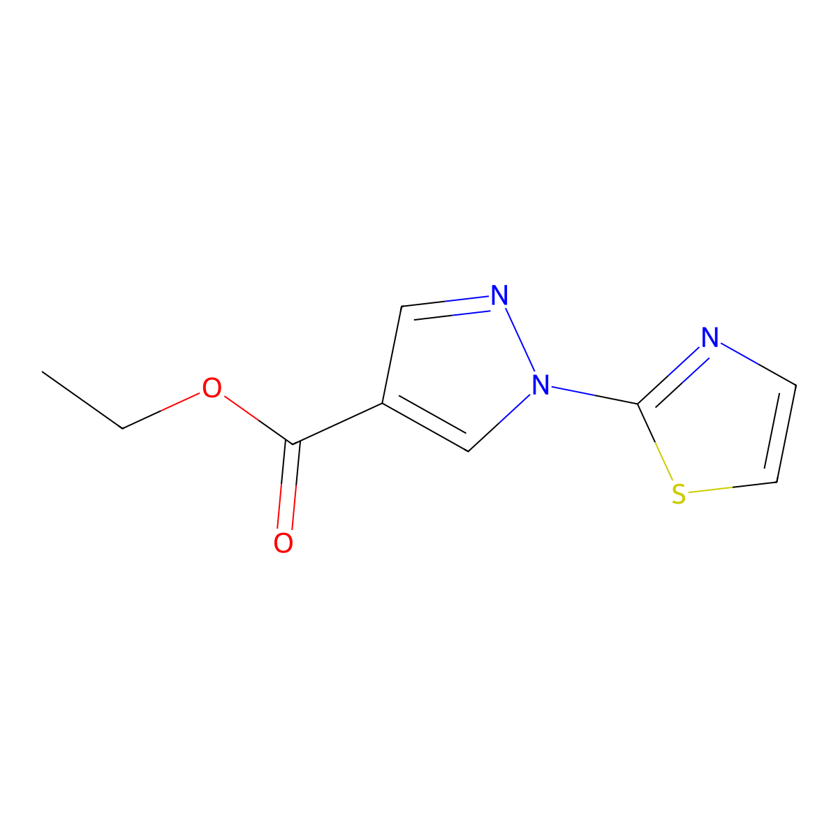 ethyl 1-(1,3-thiazol-2-yl)-1H-pyrazole-4-carboxylate molecular structure, CAS 1461714-18-0