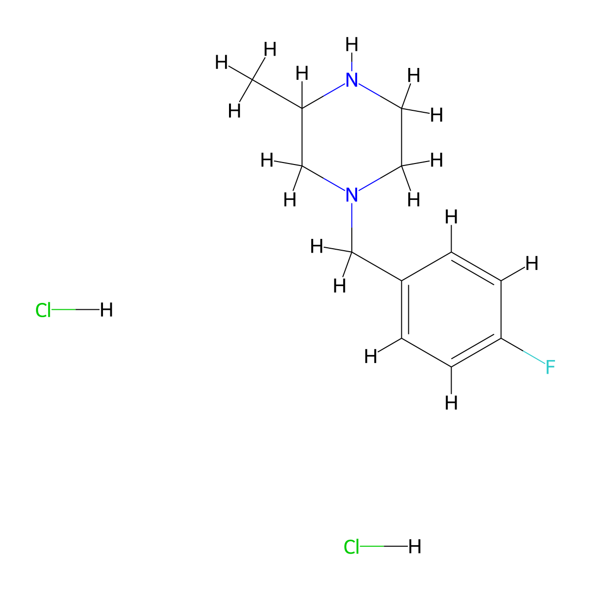 1-[(4-Fluorophenyl)methyl]-3-methylpiperazine dihydrochloride molecular structure, CAS 1461714-19-1