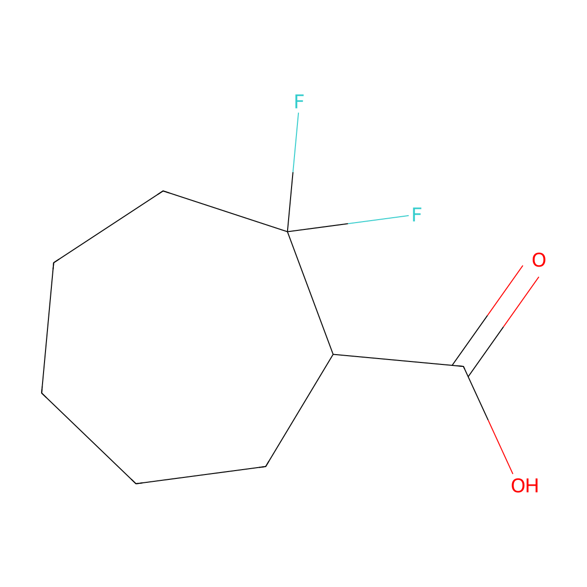 2,2-Difluorocycloheptane-1-carboxylic acid molecular structure, CAS 1461714-20-4