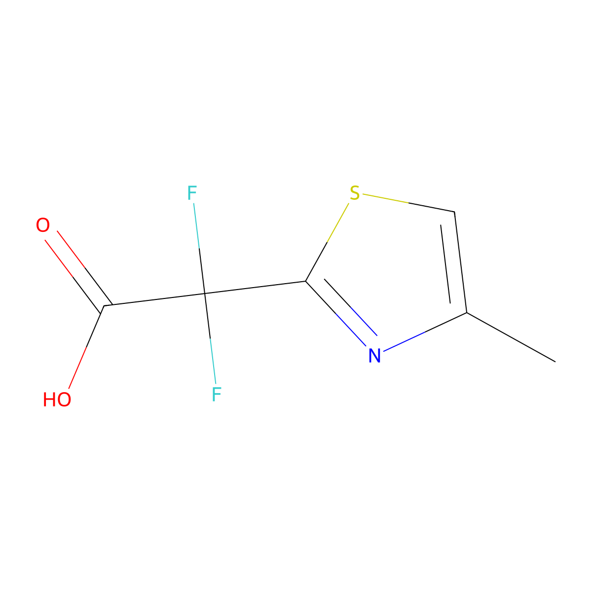 2,2-Difluoro-2-(4-methyl-1,3-thiazol-2-yl)acetic acid molecular structure, CAS 1461714-21-5
