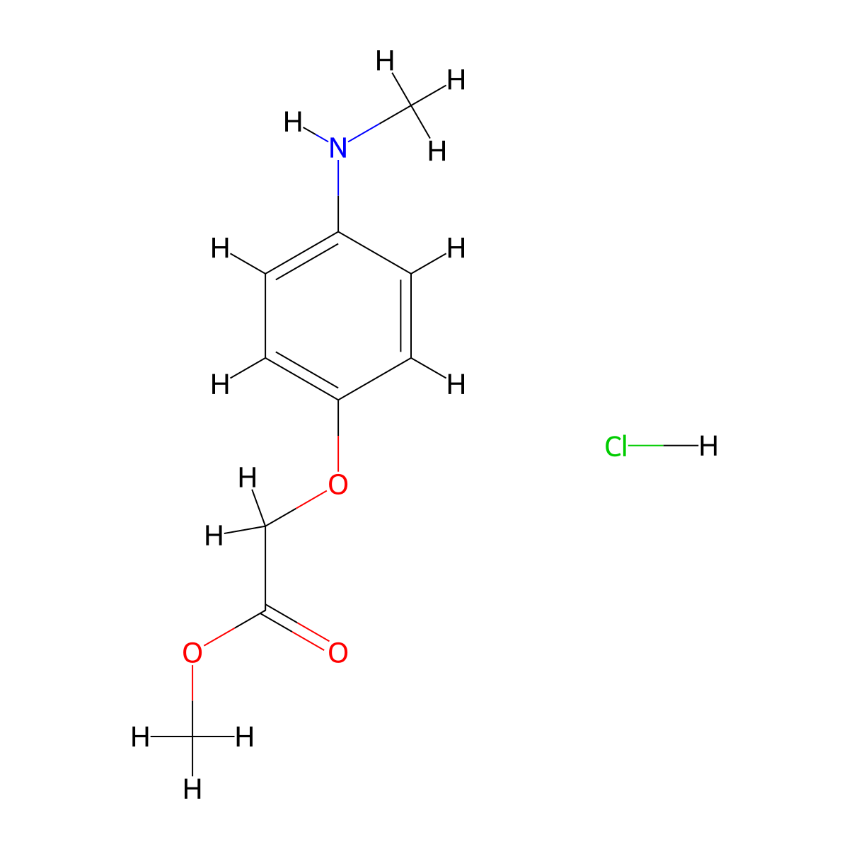 Methyl 2-[4-(methylamino)phenoxy]acetate hydrochloride molecular structure, CAS 1461714-23-7