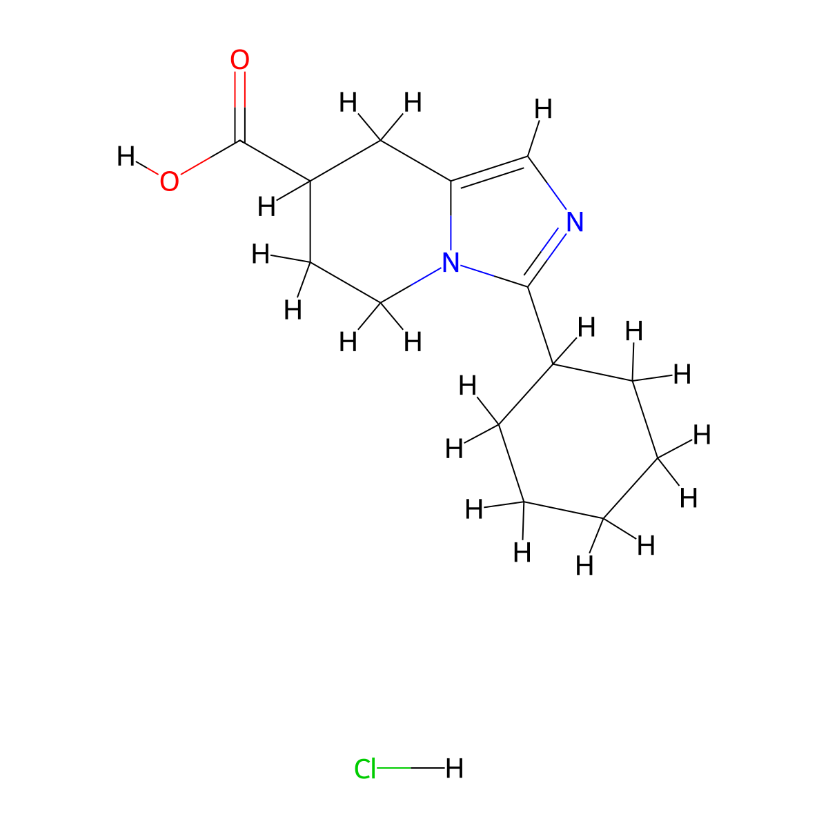 3-cyclohexyl-5H,6H,7H,8H-imidazo(1,5-a)pyridine-7-carboxylic acid hydrochloride molecular structure, CAS 1461714-24-8