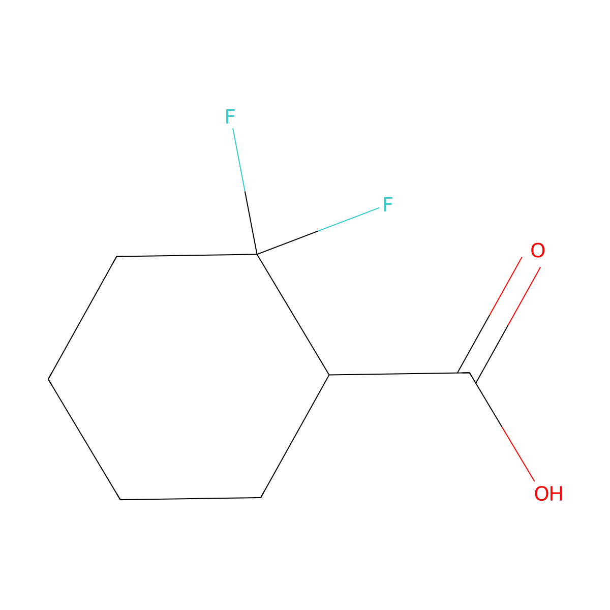 2,2-Difluorocyclohexane-1-carboxylic acid molecular structure, CAS 1461714-25-9