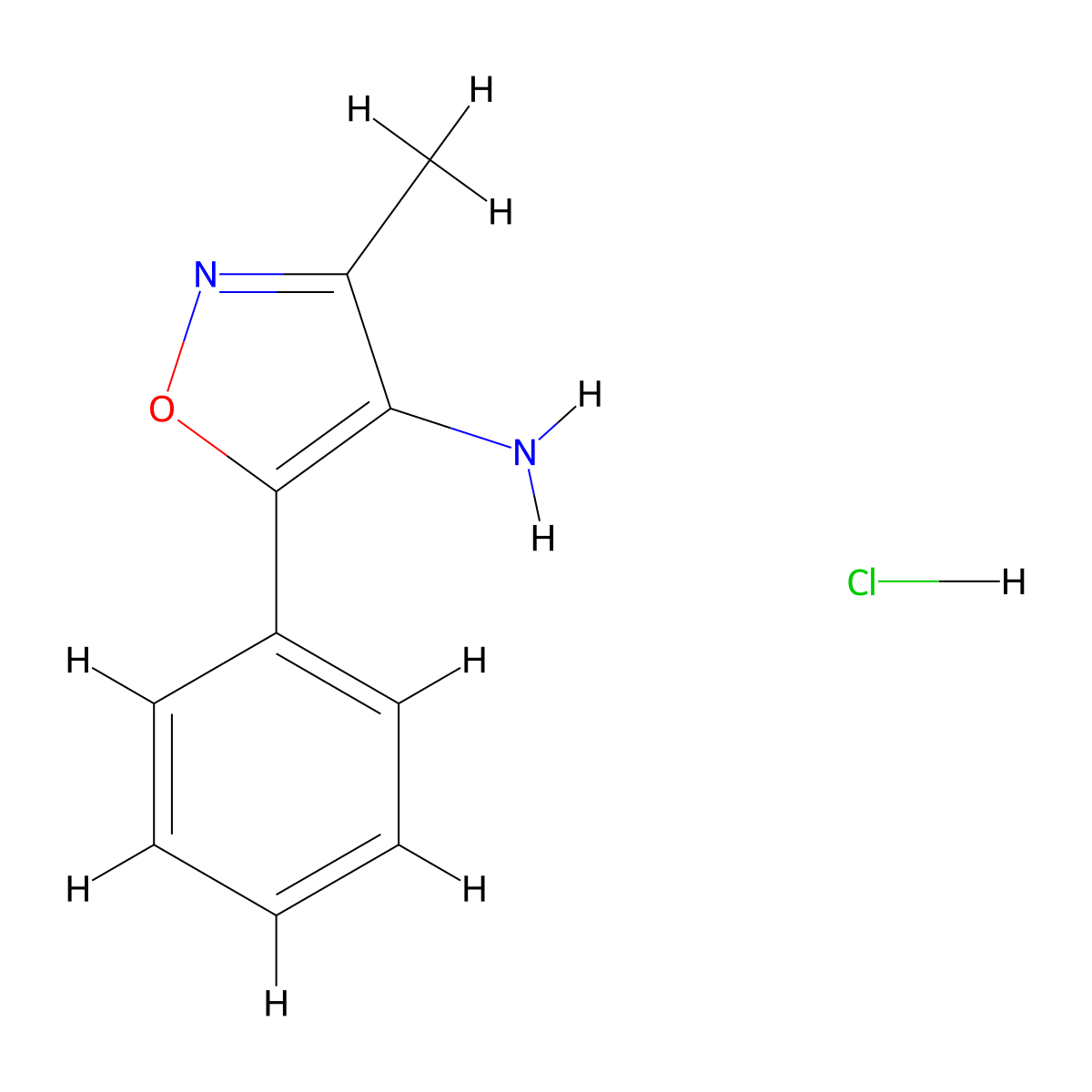 3-Methyl-5-phenyl-1,2-oxazol-4-amine hydrochloride molecular structure, CAS 1461714-29-3