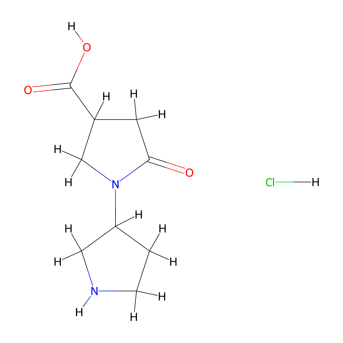 5-Oxo-1-(pyrrolidin-3-yl)pyrrolidine-3-carboxylic acid hydrochloride molecular structure, CAS 1461714-31-7