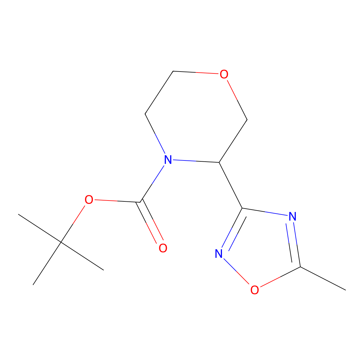 Tert-butyl 3-(5-methyl-1,2,4-oxadiazol-3-yl)morpholine-4-carboxylate molecular structure, CAS 1461714-33-9