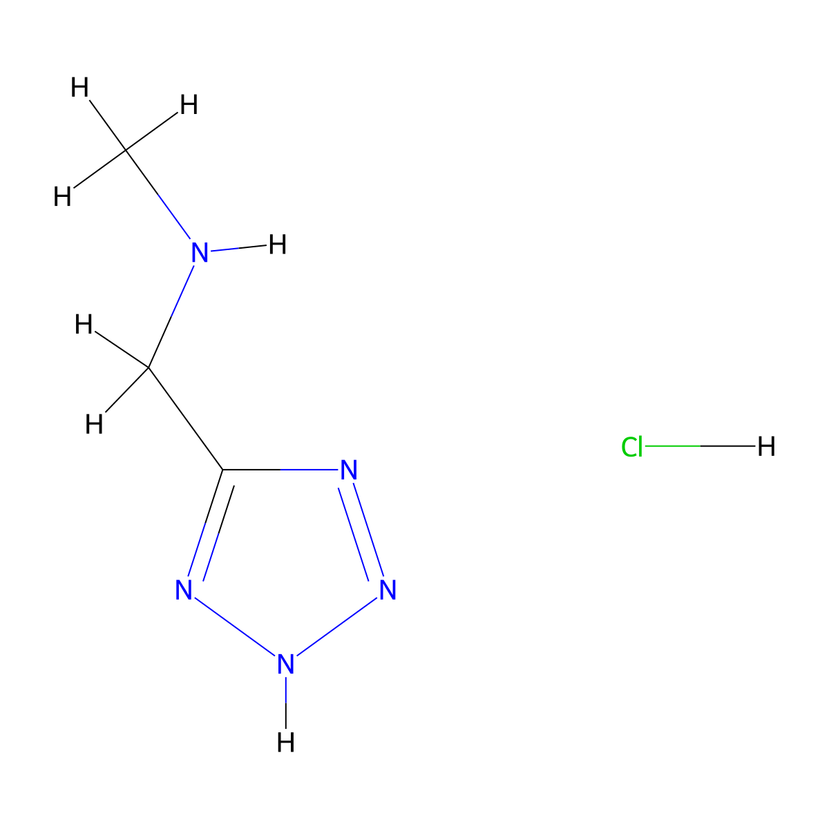methyl(1H-1,2,3,4-tetrazol-5-ylmethyl)amine hydrochloride molecular structure, CAS 1461714-34-0