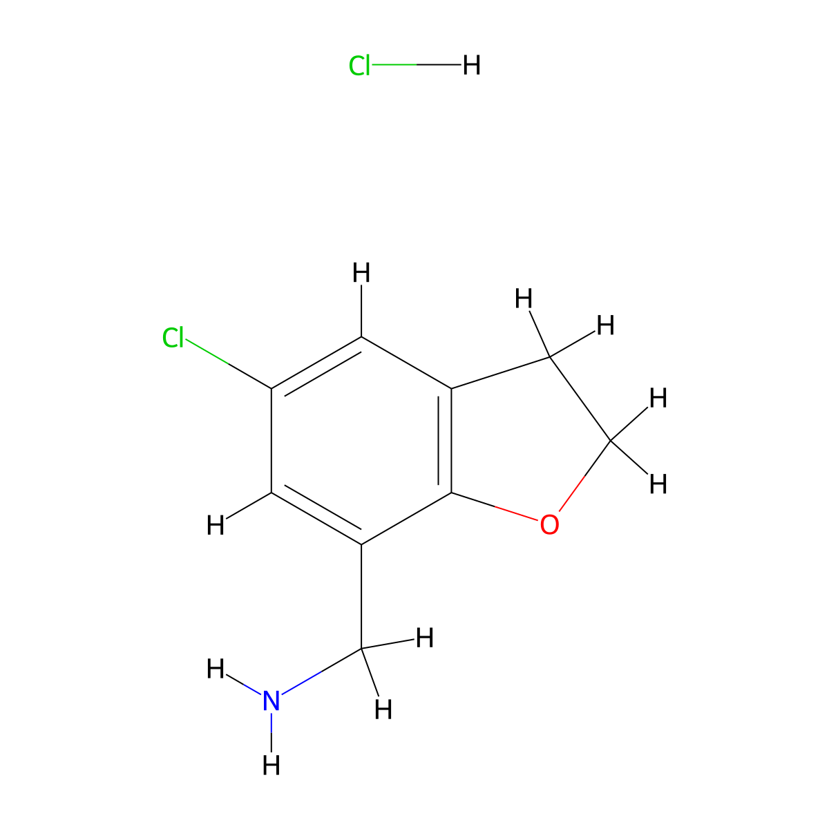 (5-Chloro-2,3-dihydro-1-benzofuran-7-yl)methanamine hydrochloride molecular structure, CAS 1461714-44-2