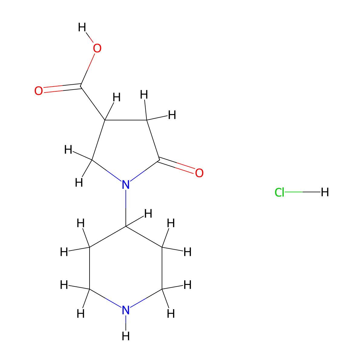 5-Oxo-1-(piperidin-4-yl)pyrrolidine-3-carboxylic acid hydrochloride molecular structure, CAS 1461714-48-6