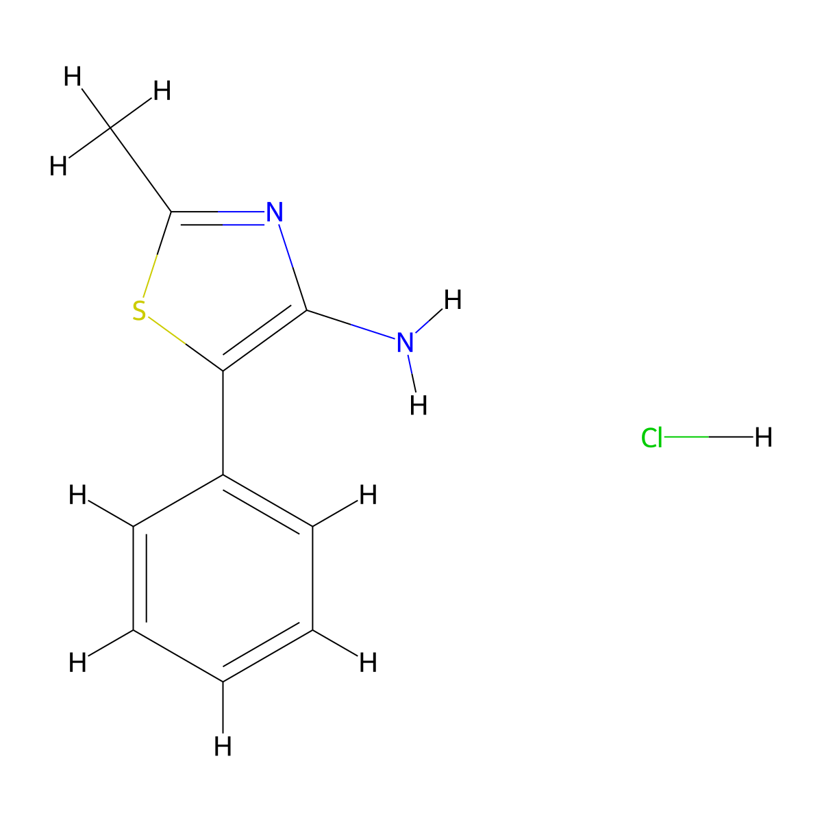2-Methyl-5-phenyl-1,3-thiazol-4-amine hydrochloride molecular structure, CAS 1461714-51-1