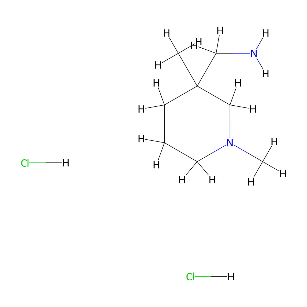 (1,3-Dimethylpiperidin-3-yl)methanamine dihydrochloride molecular structure, CAS 1461714-55-5
