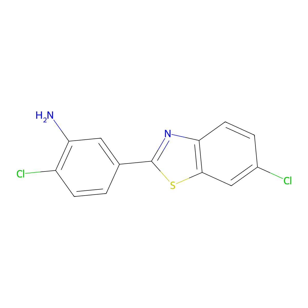 2-Chloro-5-(6-chloro-1,3-benzothiazol-2-yl)aniline molecular structure, CAS 1461714-56-6