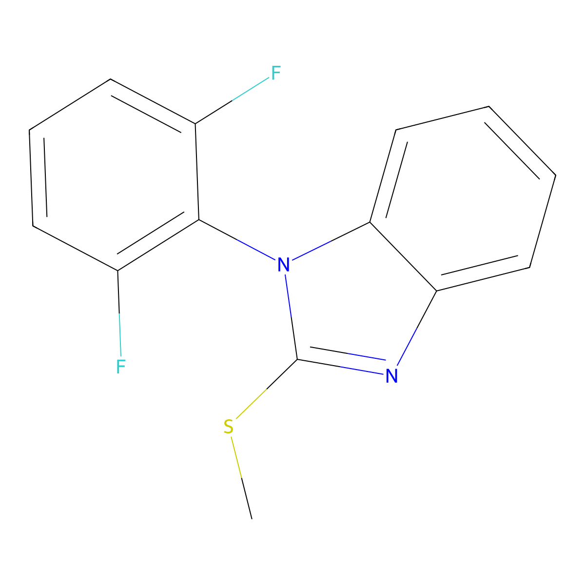 1-(2,6-difluorophenyl)-2-(methylsulfanyl)-1H-1,3-benzodiazole molecular structure, CAS 1461714-57-7
