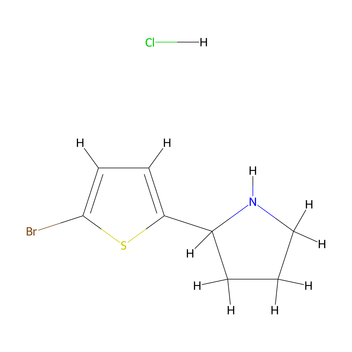 2-(5-Bromothiophen-2-yl)pyrrolidine hydrochloride molecular structure, CAS 1461714-65-7