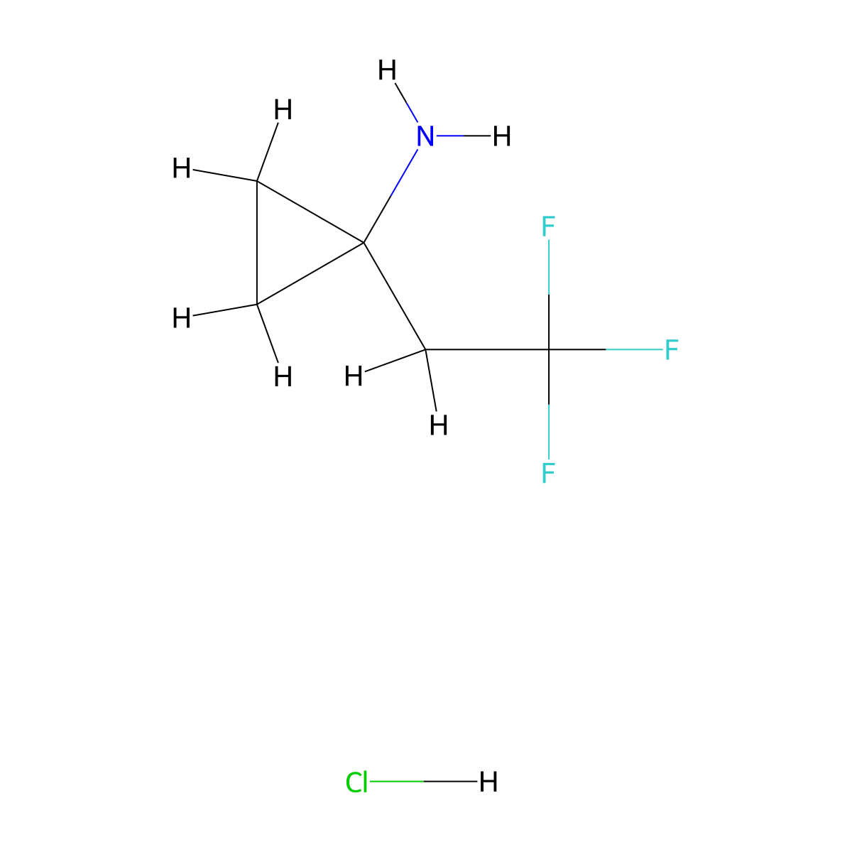 1-(2,2,2-Trifluoroethyl)cyclopropan-1-amine hydrochloride molecular structure, CAS 1461714-70-4