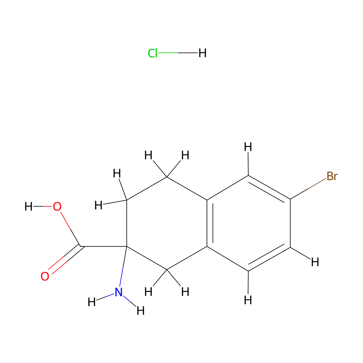 2-Amino-6-bromo-1,2,3,4-tetrahydronaphthalene-2-carboxylic acid hydrochloride molecular structure, CAS 1461714-77-1