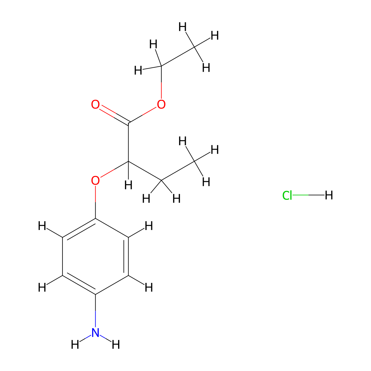 Ethyl 2-(4-aminophenoxy)butanoate hydrochloride molecular structure, CAS 1461714-80-6