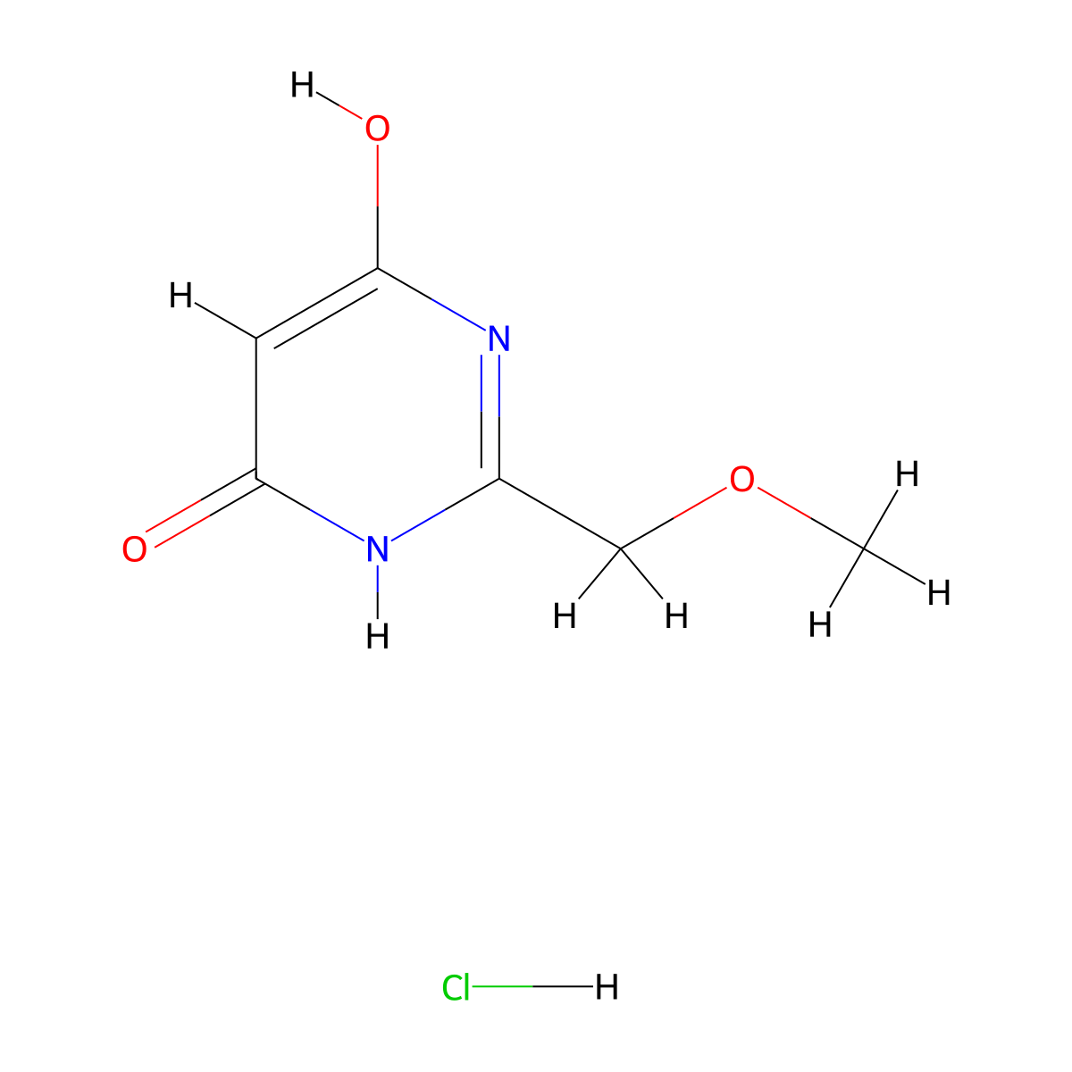 6-Hydroxy-2-(methoxymethyl)-3,4-dihydropyrimidin-4-one hydrochloride molecular structure, CAS 1461714-81-7
