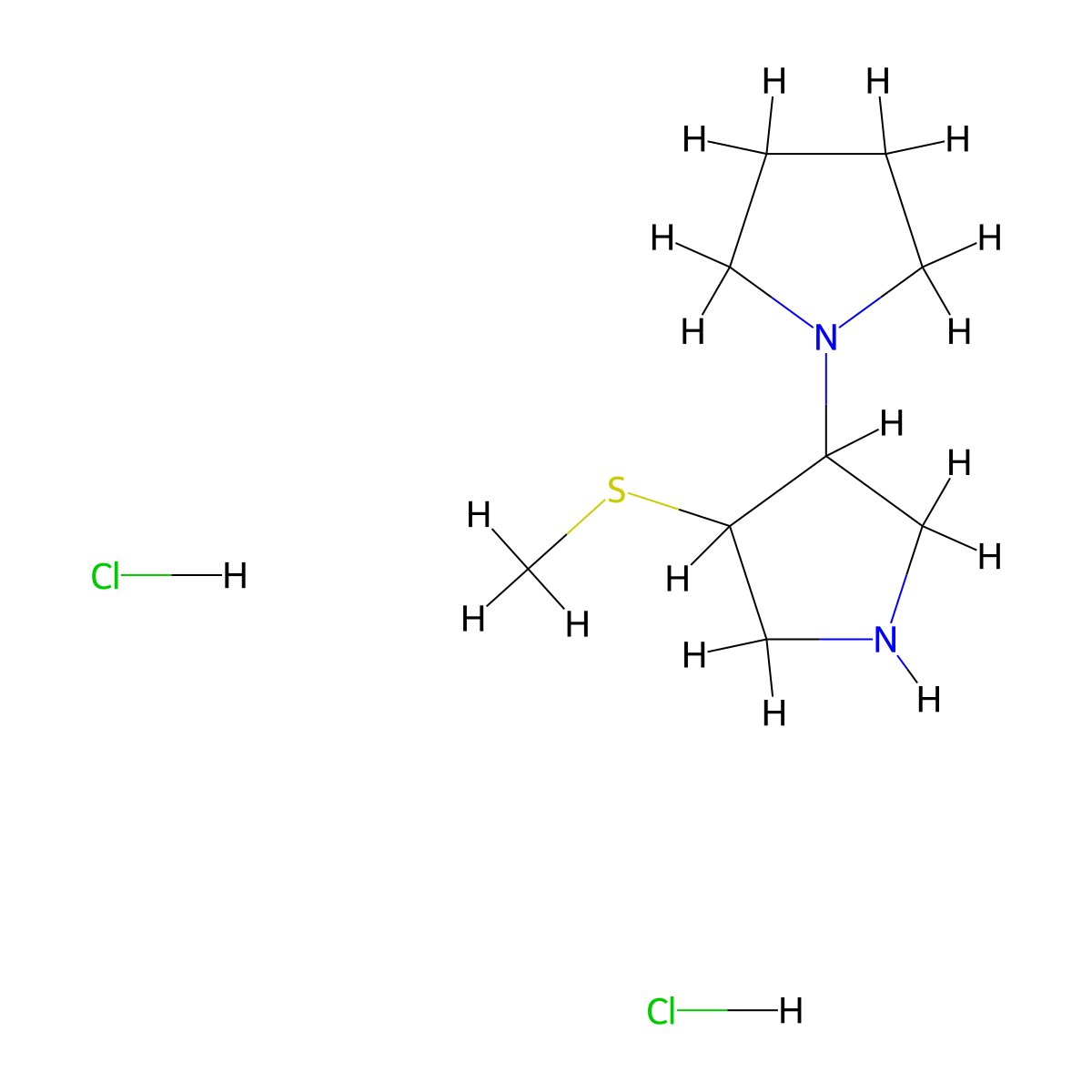 3-(Methylsulfanyl)-4-(pyrrolidin-1-yl)pyrrolidine dihydrochloride molecular structure, CAS 1461714-84-0