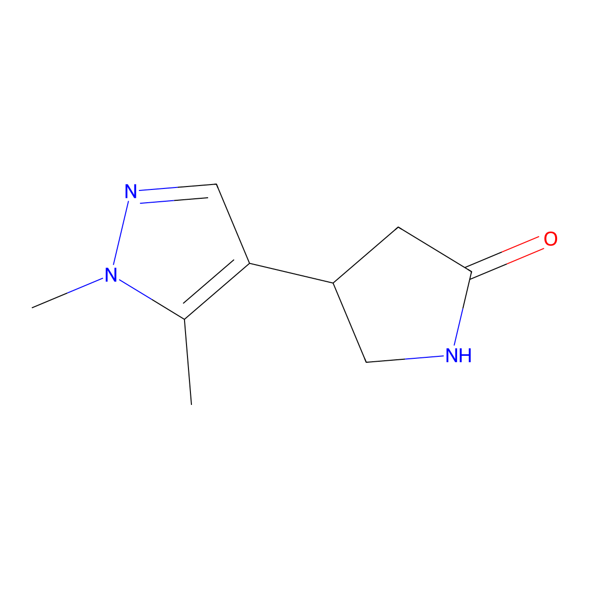 4-(1,5-dimethyl-1H-pyrazol-4-yl)pyrrolidin-2-one molecular structure, CAS 1461714-99-7