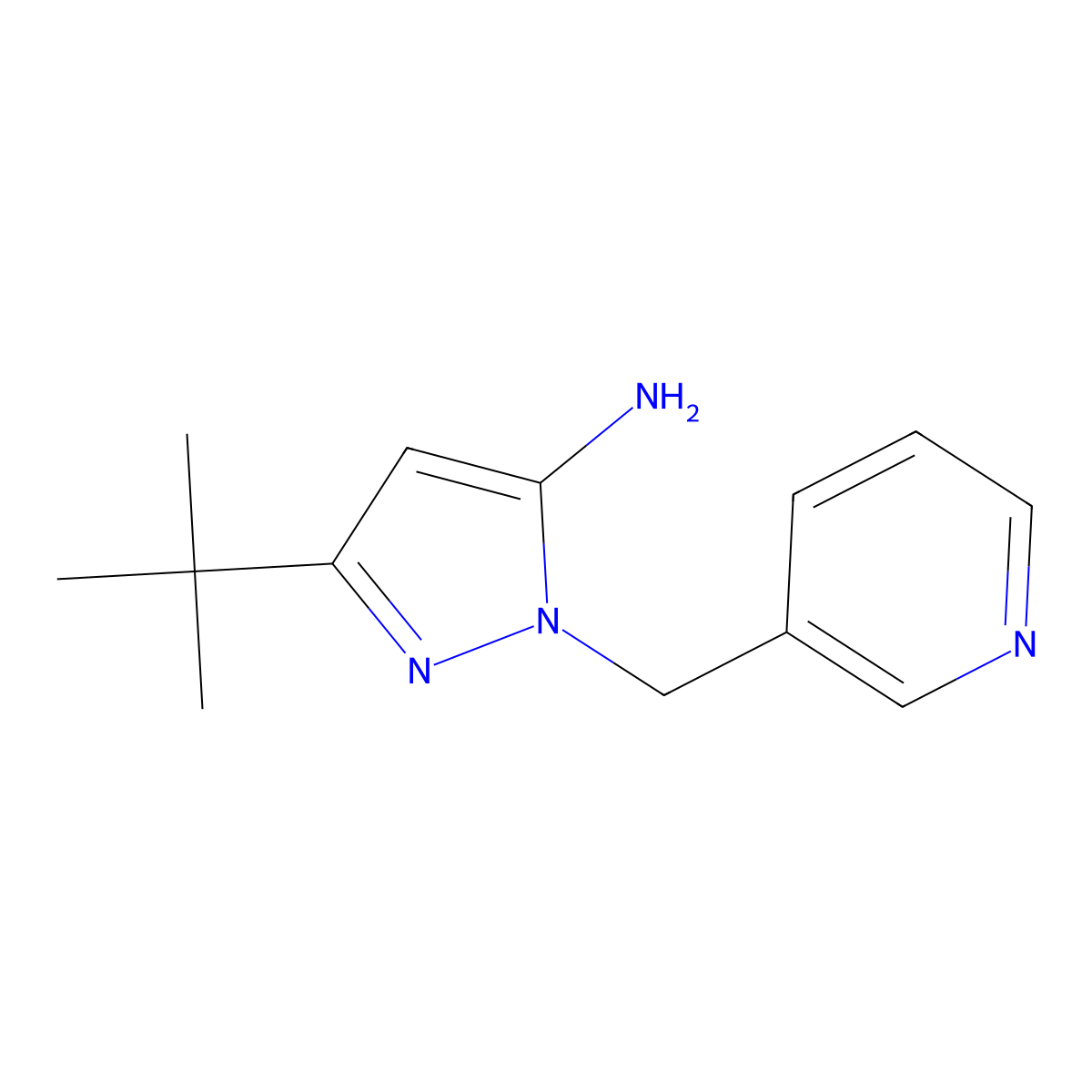 1H-Pyrazol-5-amine, 3-(1,1-dimethylethyl)-1-(3-pyridinylmethyl)- molecular structure, CAS 1461715-04-7