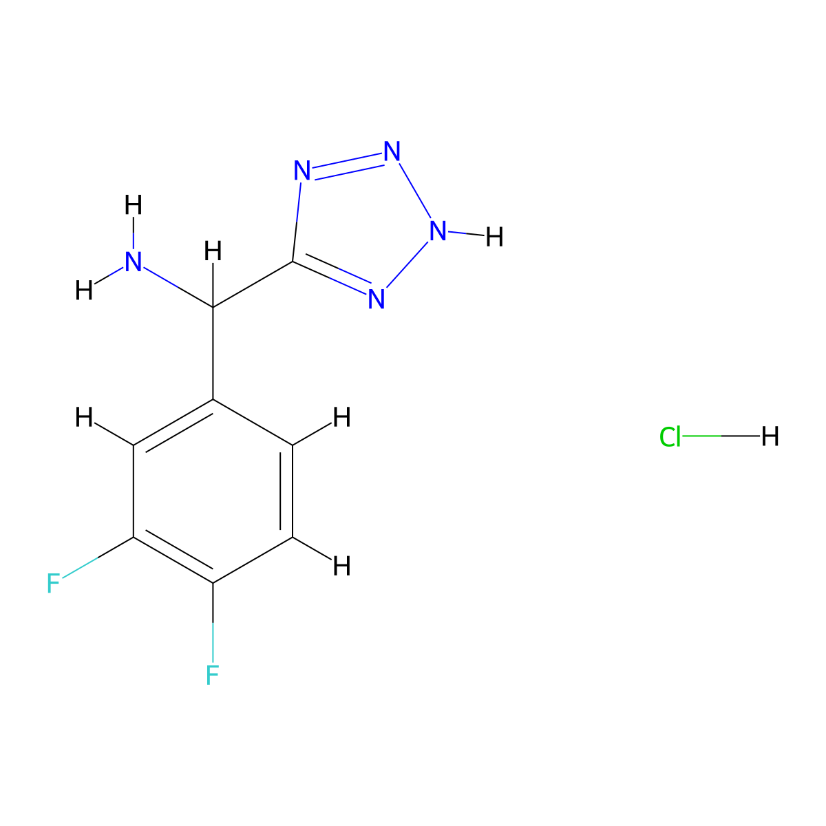 (3,4-difluorophenyl)(1H-1,2,3,4-tetrazol-5-yl)methanamine hydrochloride molecular structure, CAS 1461715-05-8