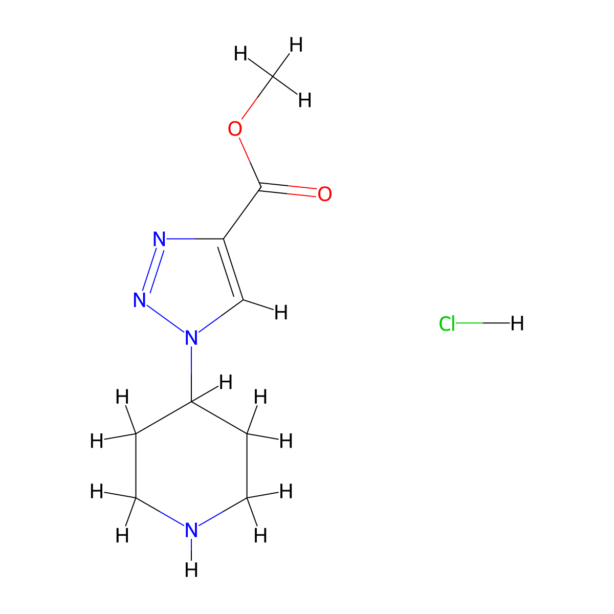 methyl 1-(piperidin-4-yl)-1H-1,2,3-triazole-4-carboxylate hydrochloride molecular structure, CAS 1461715-06-9