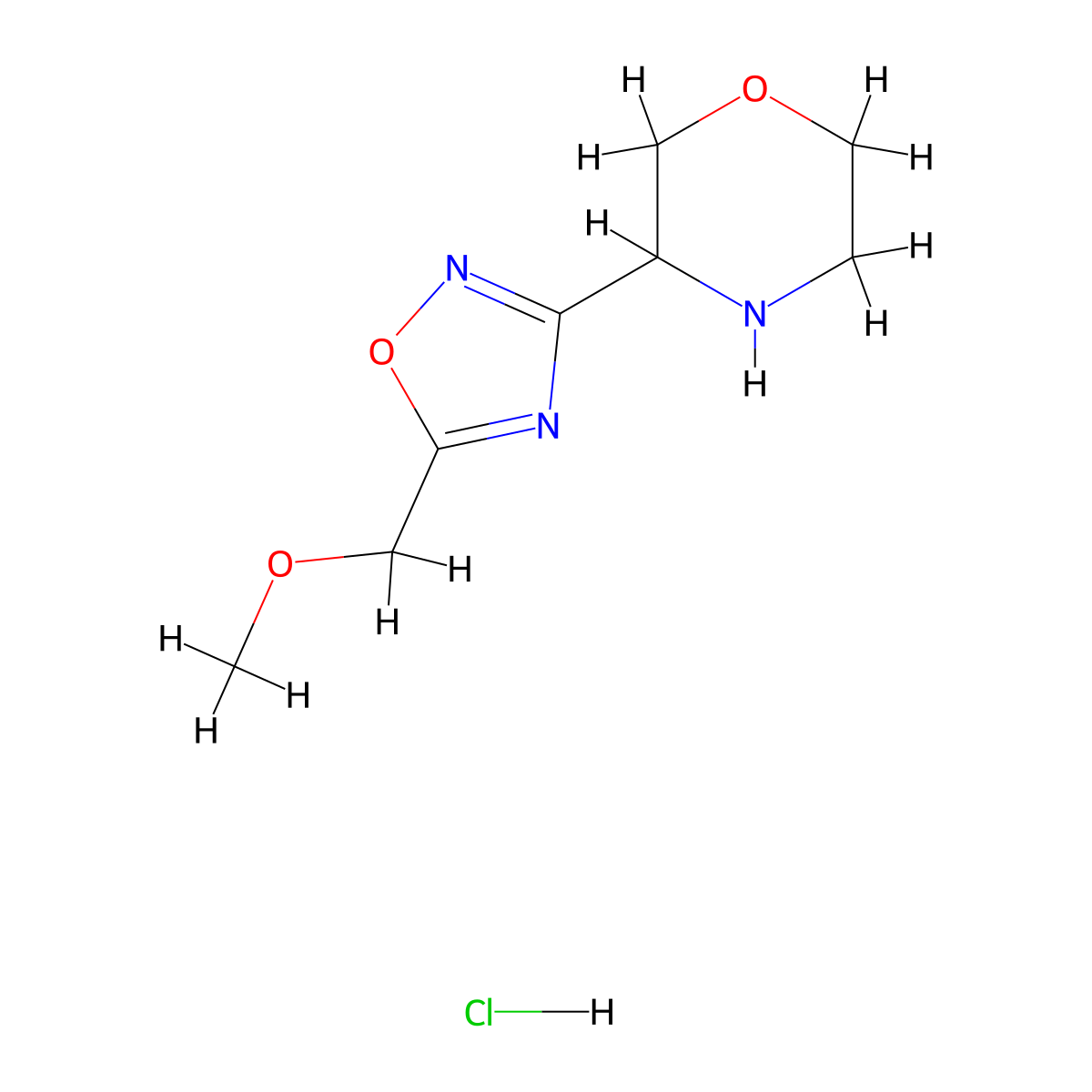 3-[5-(Methoxymethyl)-1,2,4-oxadiazol-3-yl]morpholine hydrochloride molecular structure, CAS 1461715-10-5