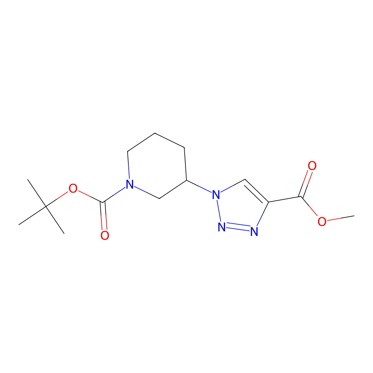 tert-butyl 3-[4-(methoxycarbonyl)-1H-1,2,3-triazol-1-yl]piperidine-1-carboxylate molecular structure, CAS 1461715-12-7