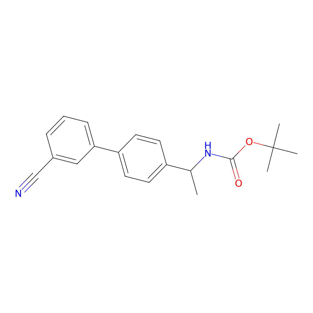 tert-butyl N-{1-[4-(3-cyanophenyl)phenyl]ethyl}carbamate molecular structure, CAS 1461715-34-3