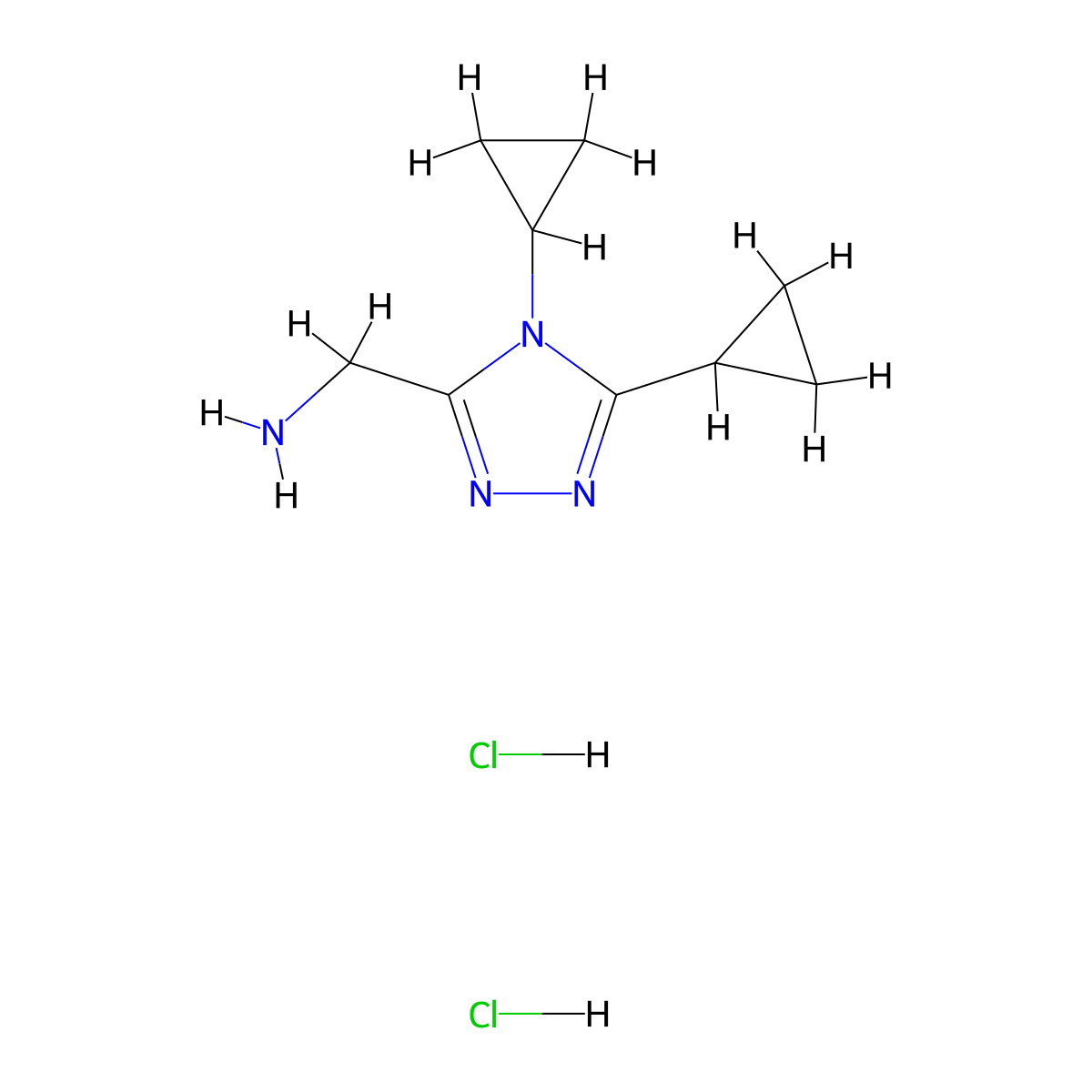 (dicyclopropyl-4H-1,2,4-triazol-3-yl)methanamine dihydrochloride molecular structure, CAS 1461715-39-8