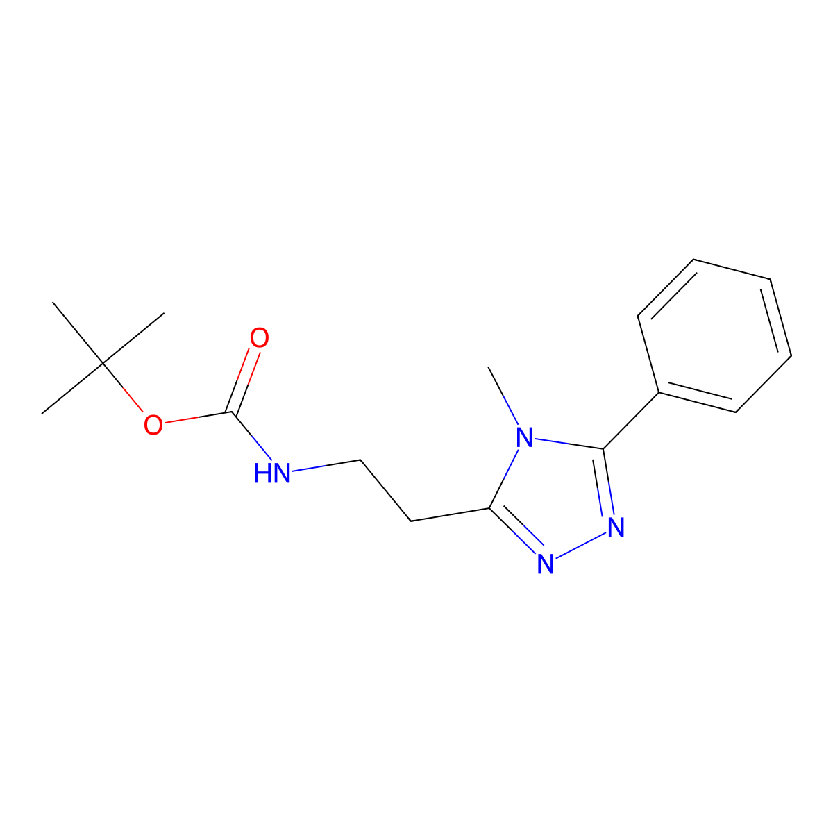 tert-butyl N-[2-(4-methyl-5-phenyl-4H-1,2,4-triazol-3-yl)ethyl]carbamate molecular structure, CAS 1461715-43-4