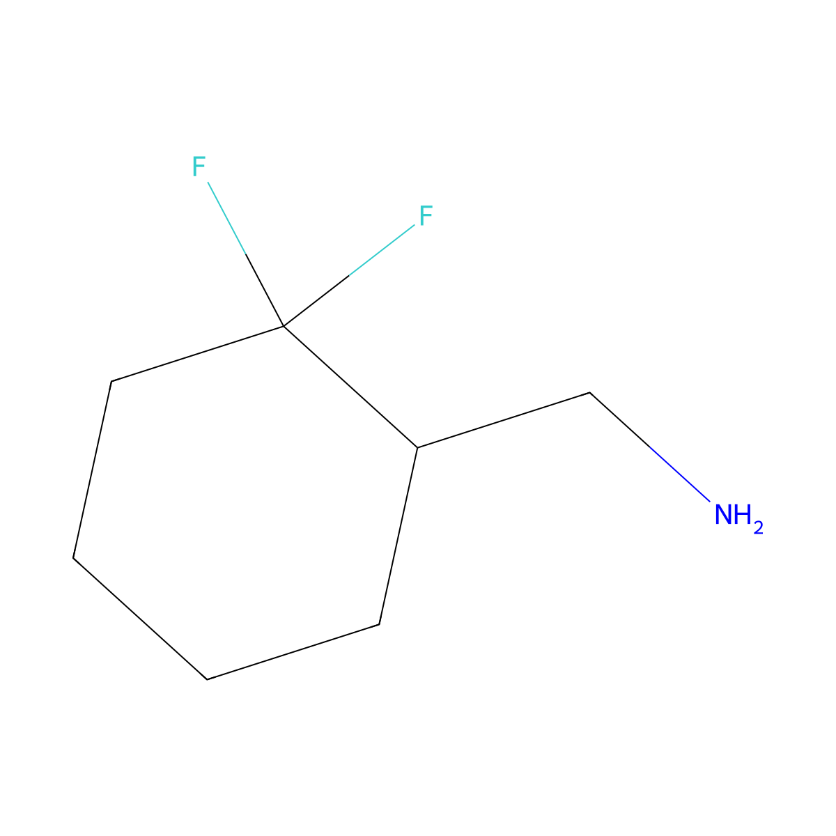 (2,2-Difluorocyclohexyl)methanamine molecular structure, CAS 1461715-53-6