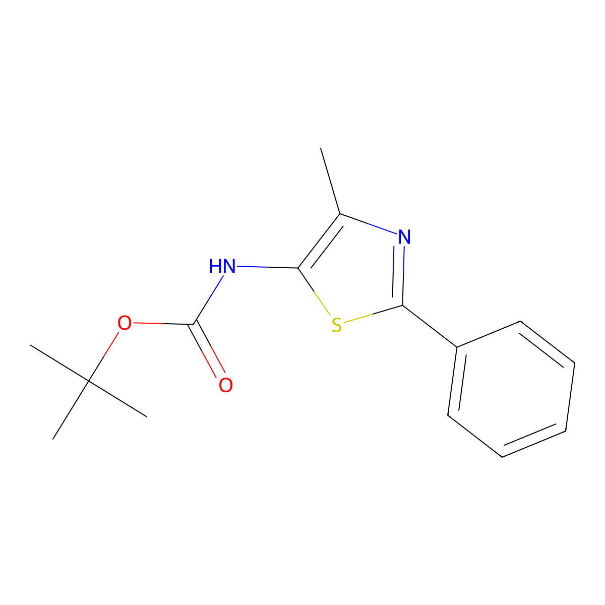 tert-butyl N-(4-methyl-2-phenyl-1,3-thiazol-5-yl)carbamate molecular structure, CAS 1461715-56-9