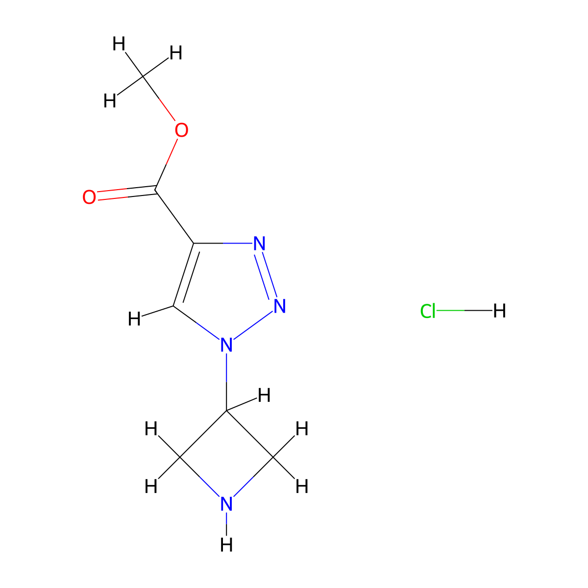 methyl 1-(azetidin-3-yl)-1H-1,2,3-triazole-4-carboxylate hydrochloride molecular structure, CAS 1461715-73-0