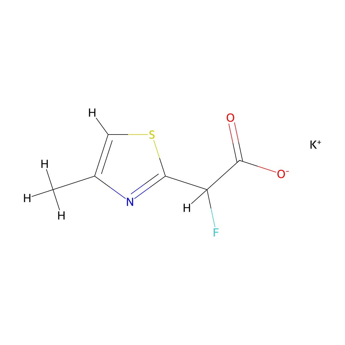 Potassium 2-fluoro-2-(4-methyl-1,3-thiazol-2-yl)acetate molecular structure, CAS 1461715-74-1