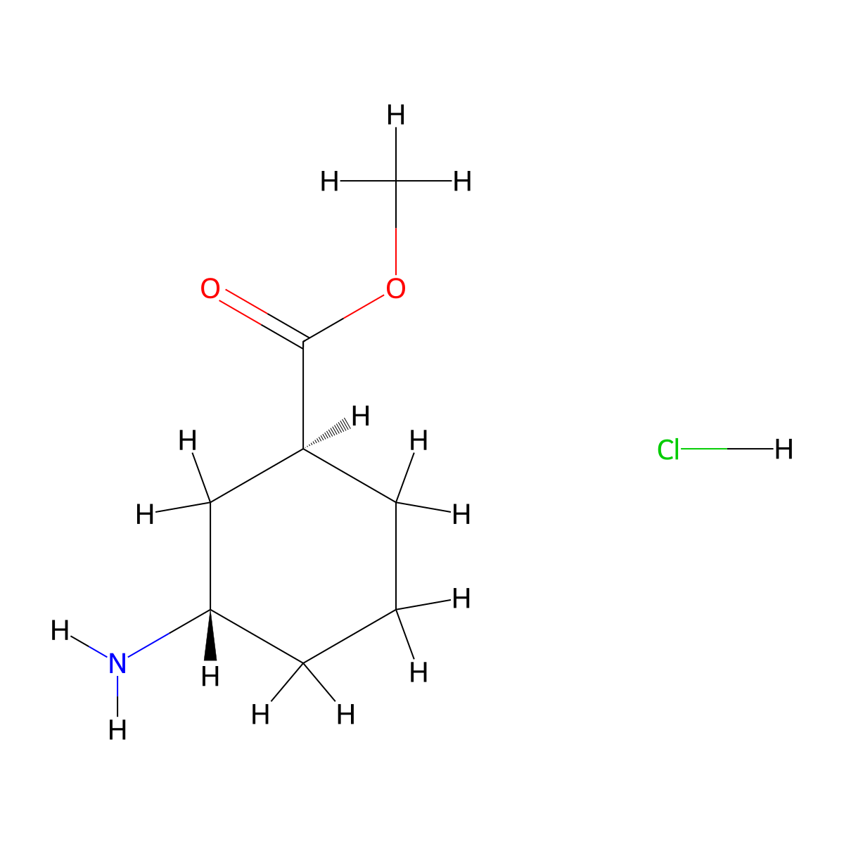 Methyl (1S,3S)-3-aminocyclohexane-1-carboxylate hydrochloride molecular structure, CAS 1461718-75-1