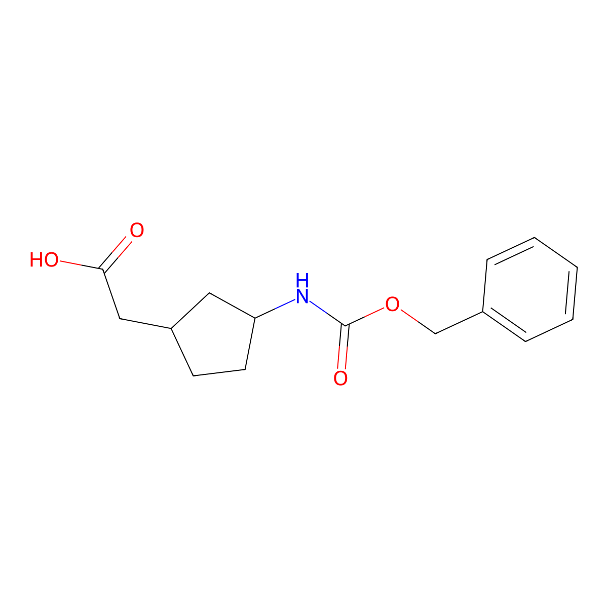 rac-2-[(1R,3S)-3-{[(benzyloxy)carbonyl]amino}cyclopentyl]acetic acid molecular structure, CAS 1461720-38-6