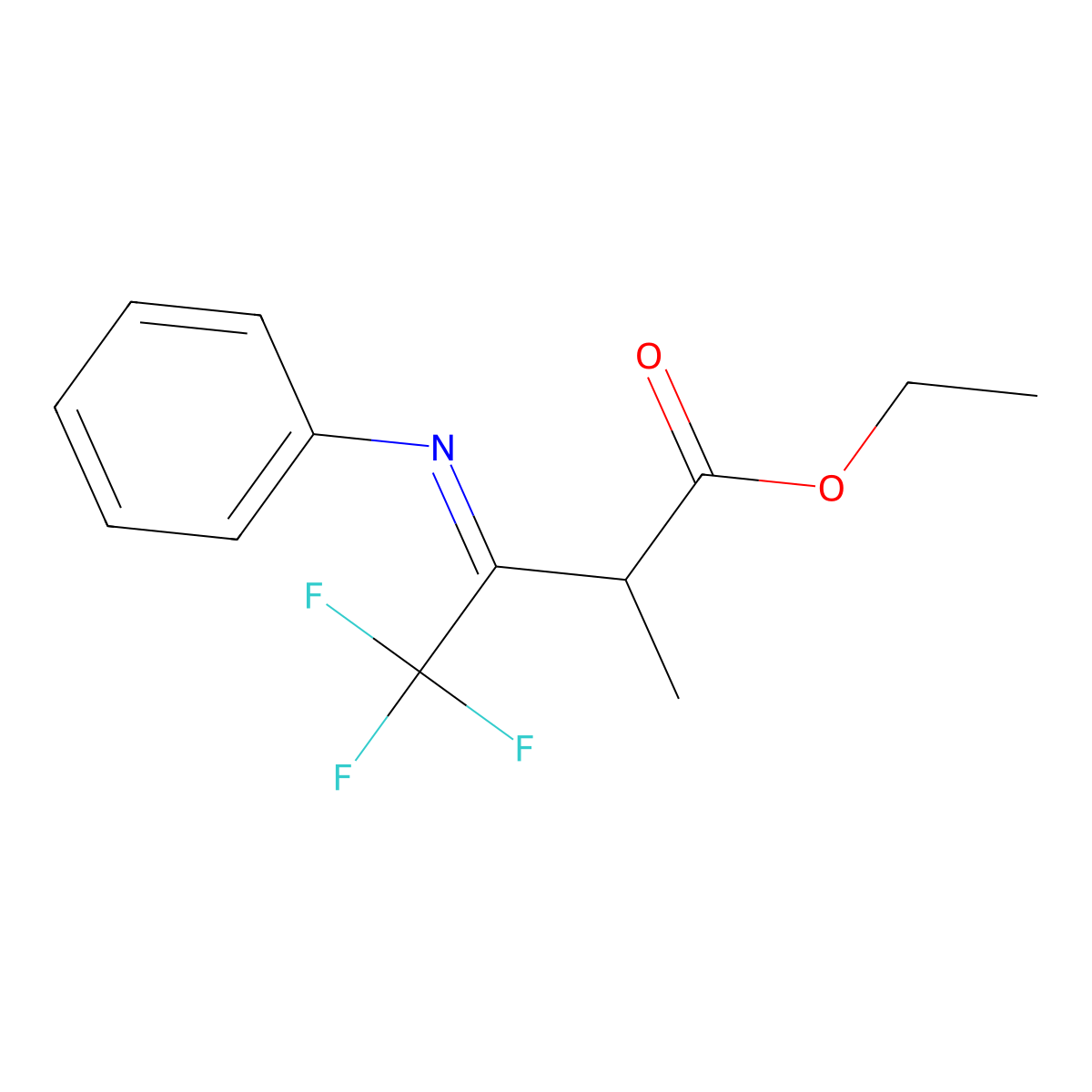 Ethyl 4,4,4-trifluoro-2-methyl-3-(phenylimino)butanoate molecular structure, CAS 1461726-84-0