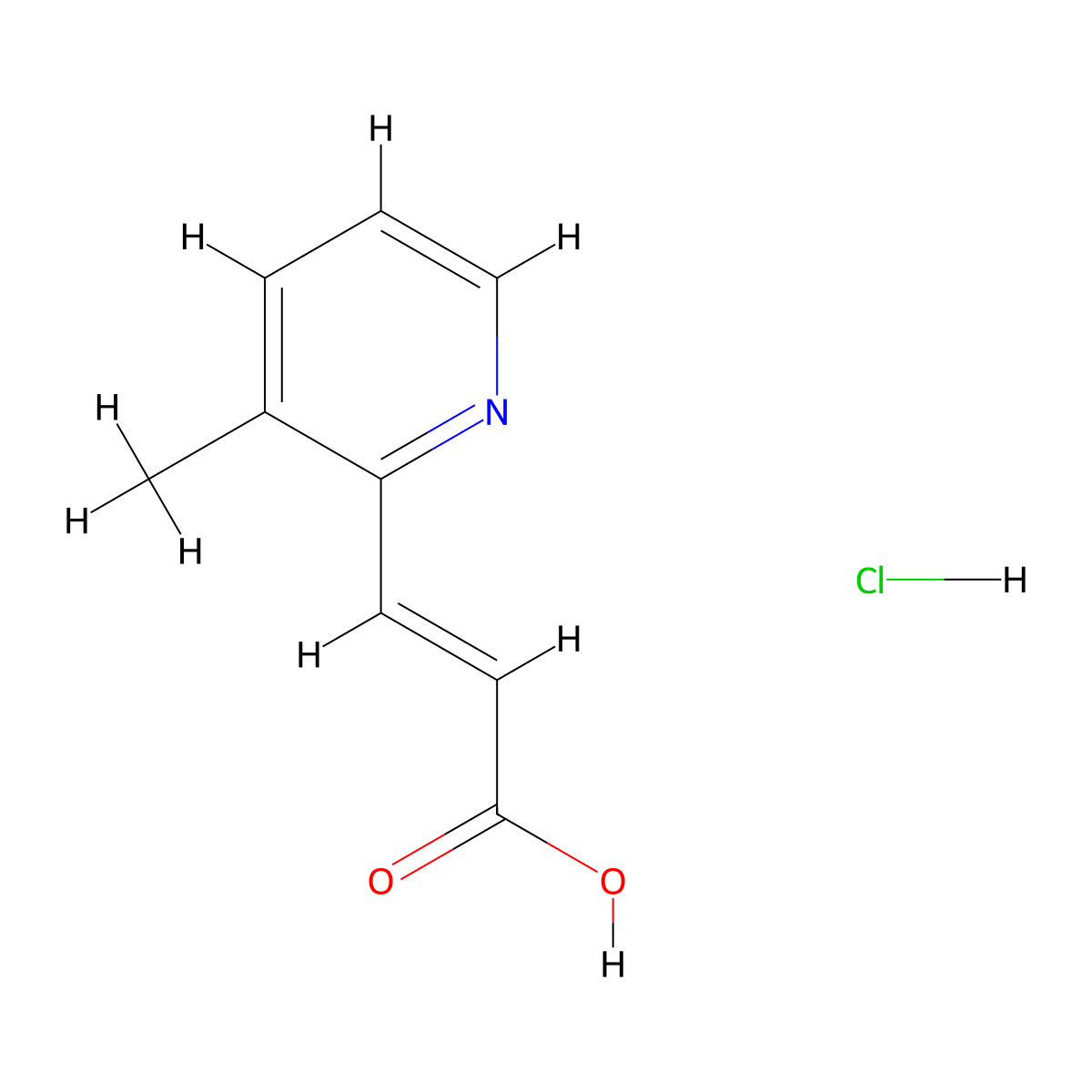 (2E)-3-(3-methylpyridin-2-yl)prop-2-enoic acid hydrochloride molecular structure, CAS 1461726-89-5