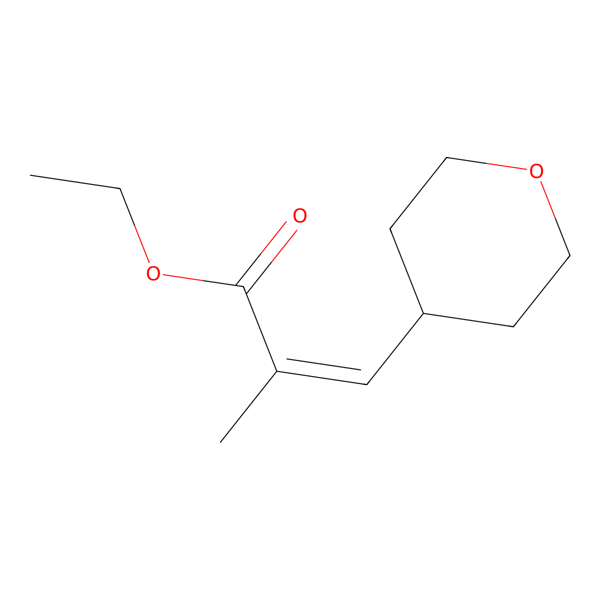 Ethyl 2-methyl-3-(oxan-4-yl)prop-2-enoate molecular structure, CAS 1461726-97-5