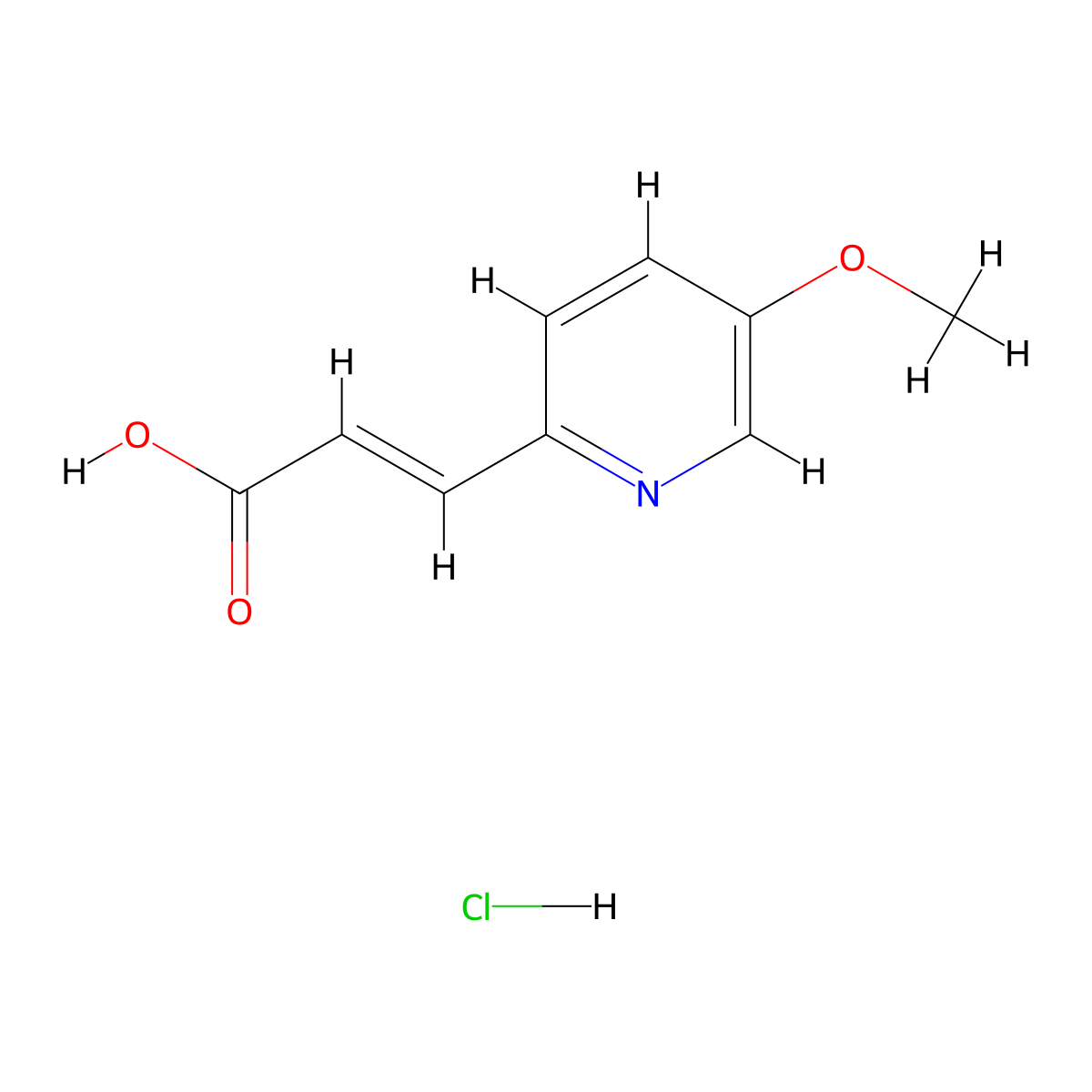 (2E)-3-(5-methoxypyridin-2-yl)prop-2-enoic acid hydrochloride molecular structure, CAS 1461726-99-7