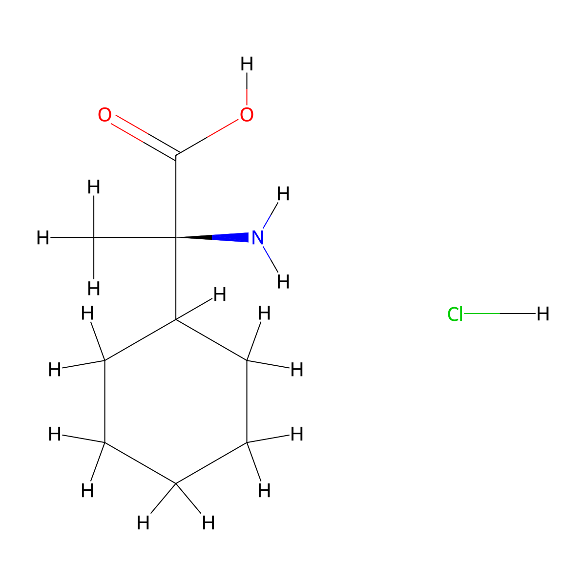 (2R)-2-amino-2-cyclohexylpropanoic acid hydrochloride molecular structure, CAS 1461733-27-6