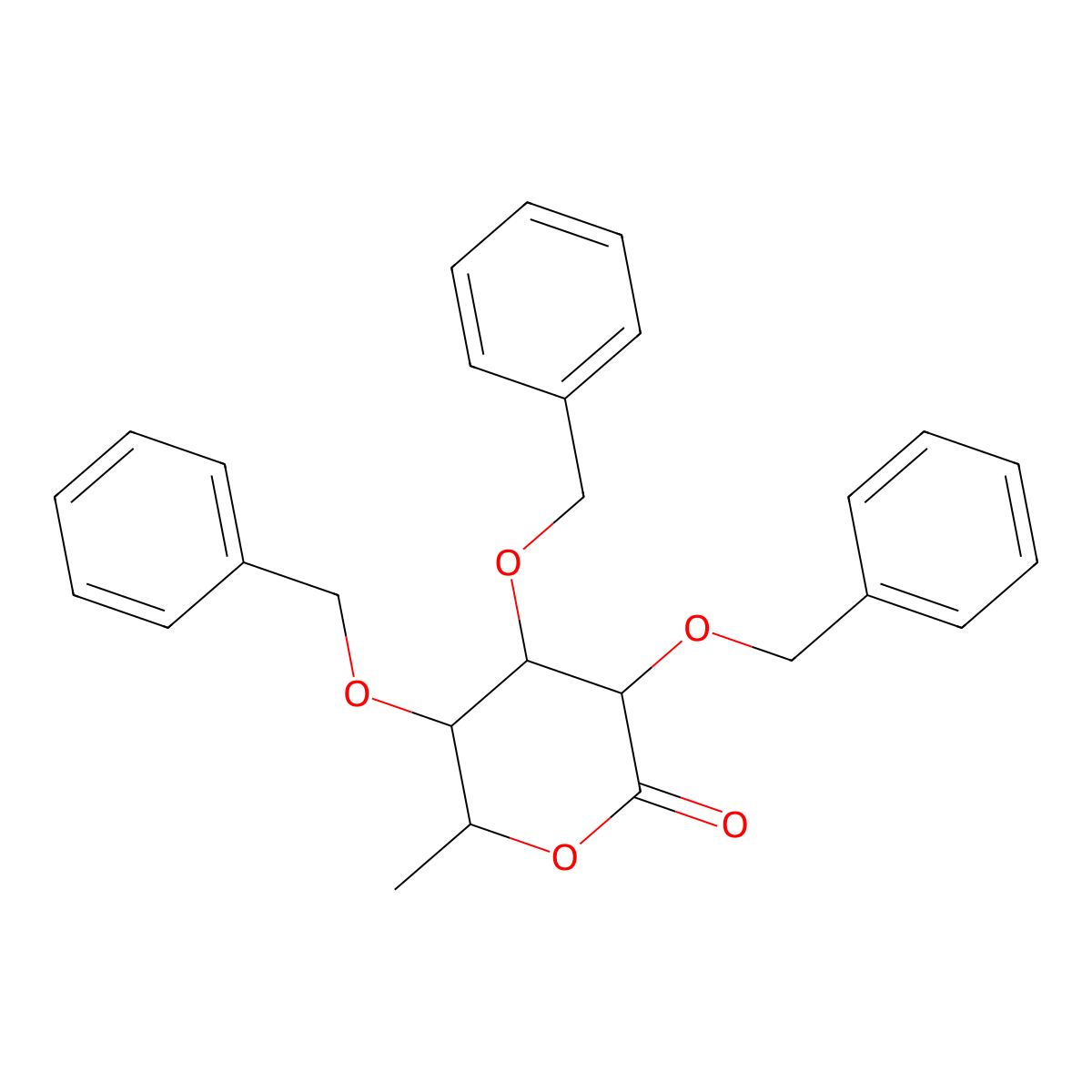 (3R,4S,5R,6R)-3,4,5-tris(benzyloxy)-tetrahydro-6-methylpyran-2-one molecular structure, CAS 1461750-25-3
