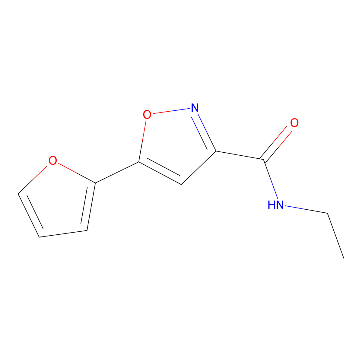 N-ethyl-5-(furan-2-yl)-1,2-oxazole-3-carboxamide molecular structure, CAS 1461754-60-8