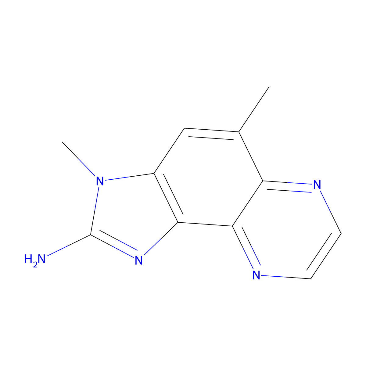 3H-Imidazo(4,5-f)quinoxalin-2-amine, 3,5-dimethyl- molecular structure, CAS 146177-57-3
