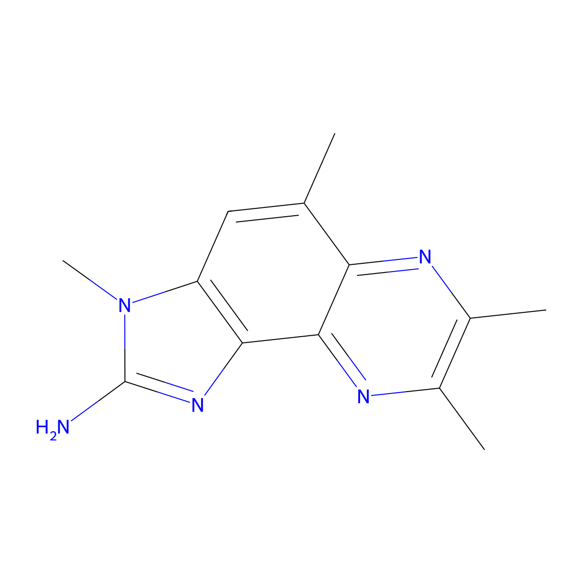 3H-Imidazo(4,5-f)quinoxalin-2-amine, 3,5,7,8-tetramethyl- molecular structure, CAS 146177-58-4