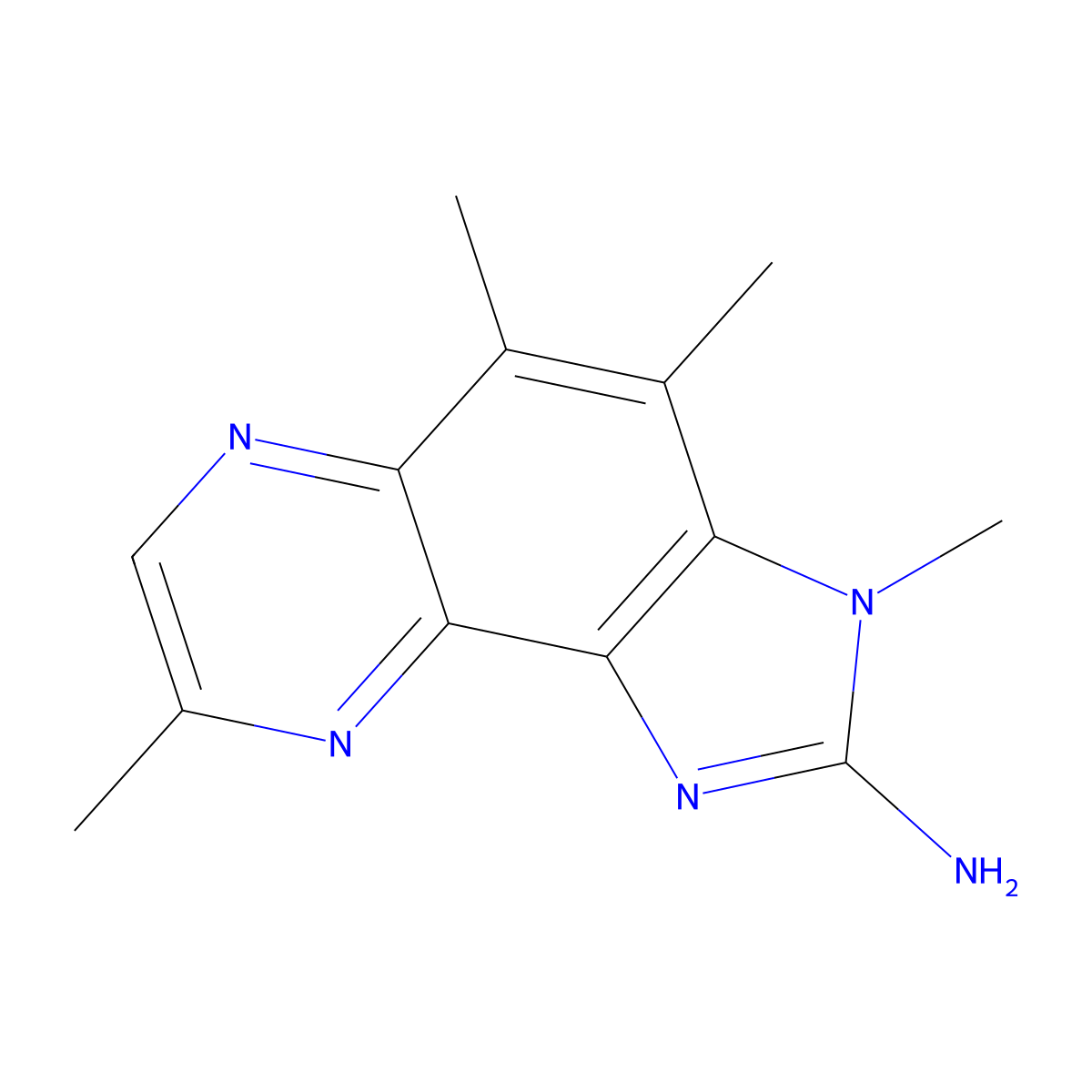 3H-Imidazo(4,5-f)quinoxalin-2-amine, 3,4,5,8-tetramethyl- molecular structure, CAS 146177-60-8