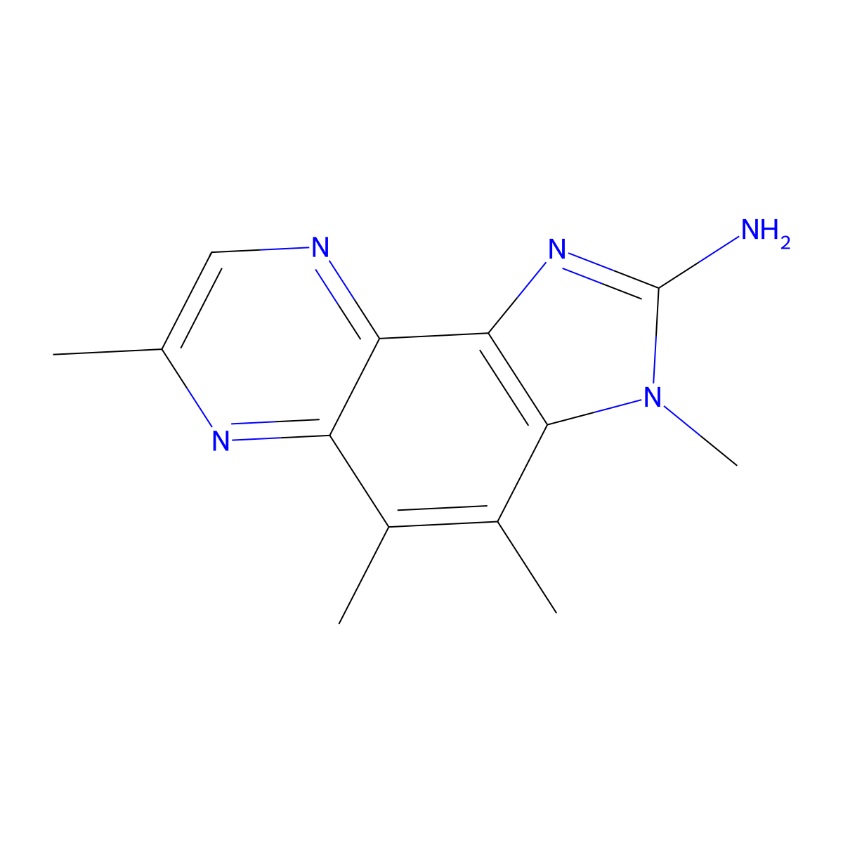 3H-Imidazo(4,5-f)quinoxalin-2-amine, 3,4,5,7-tetramethyl- molecular structure, CAS 146177-61-9