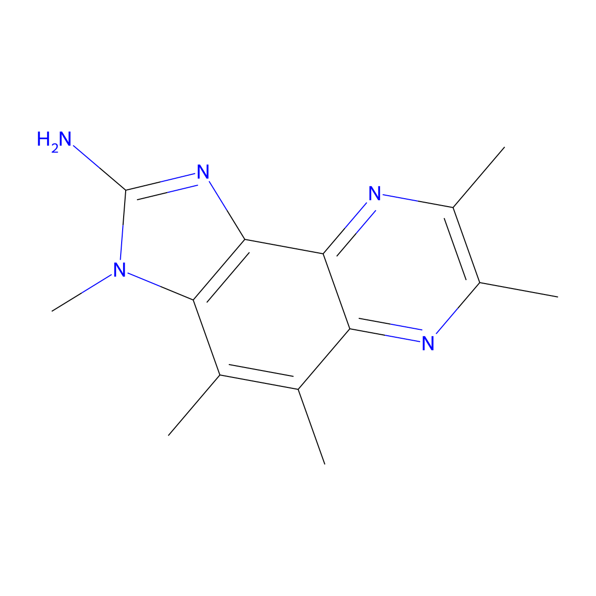 3H-Imidazo(4,5-f)quinoxalin-2-amine, 3,4,5,7,8-pentamethyl- molecular structure, CAS 146177-62-0